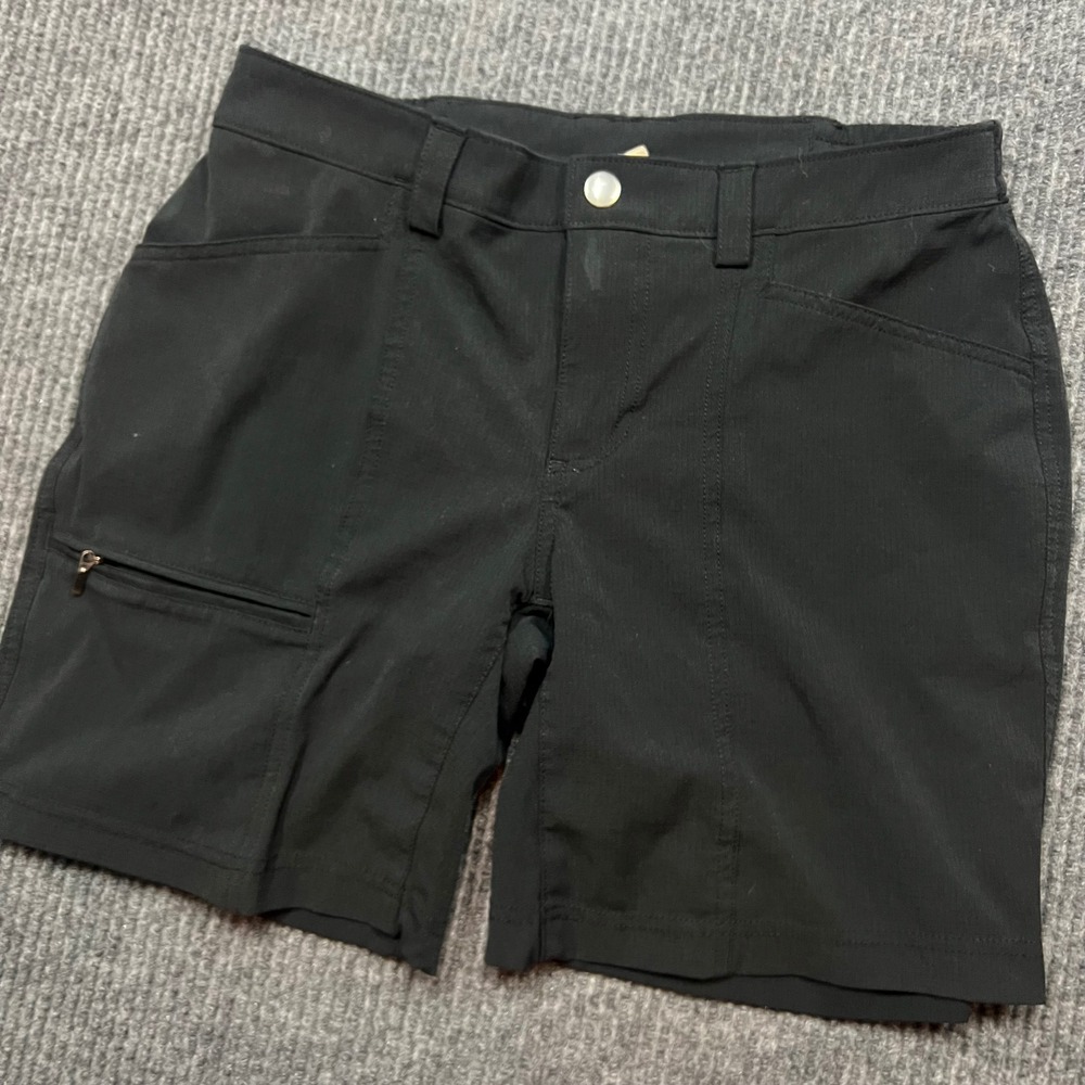 Duluth Trading Co Womens Black Utility Hiking Shorts 6 Stretch Pockets cargo